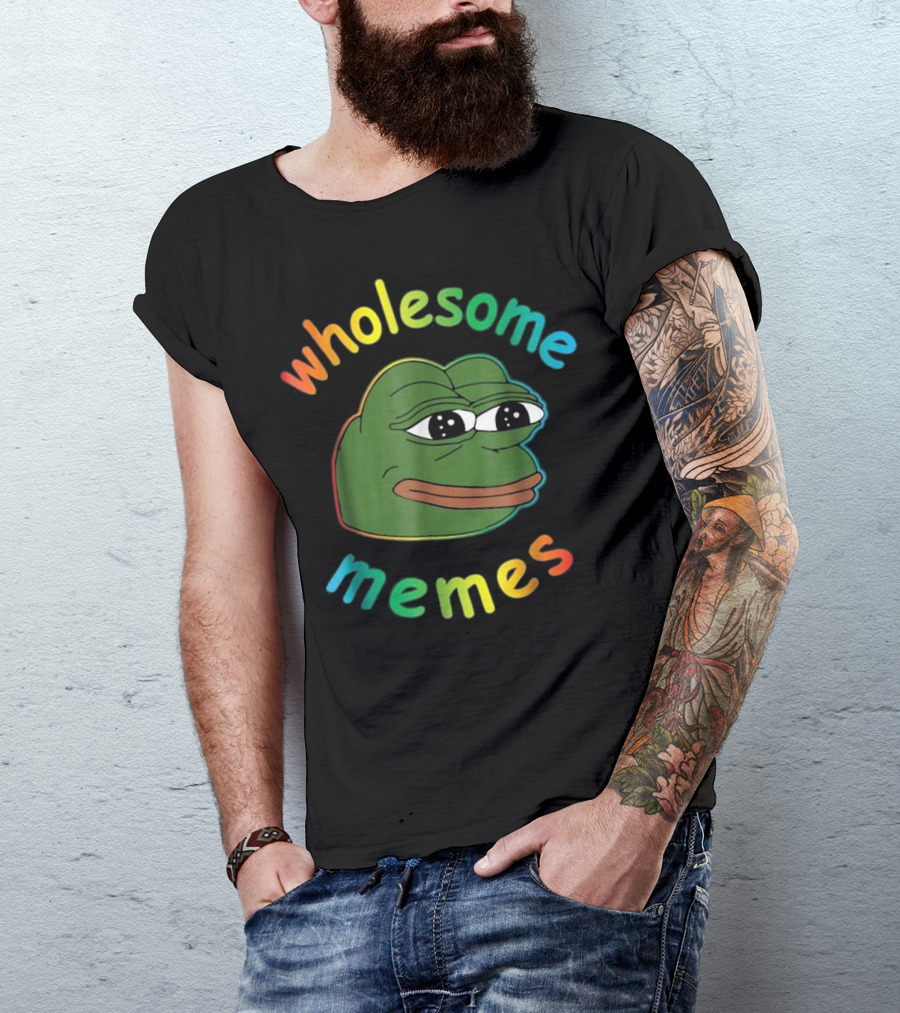 Wholesome Memes Pepe Rainbow Frog Smile T-Shirt
