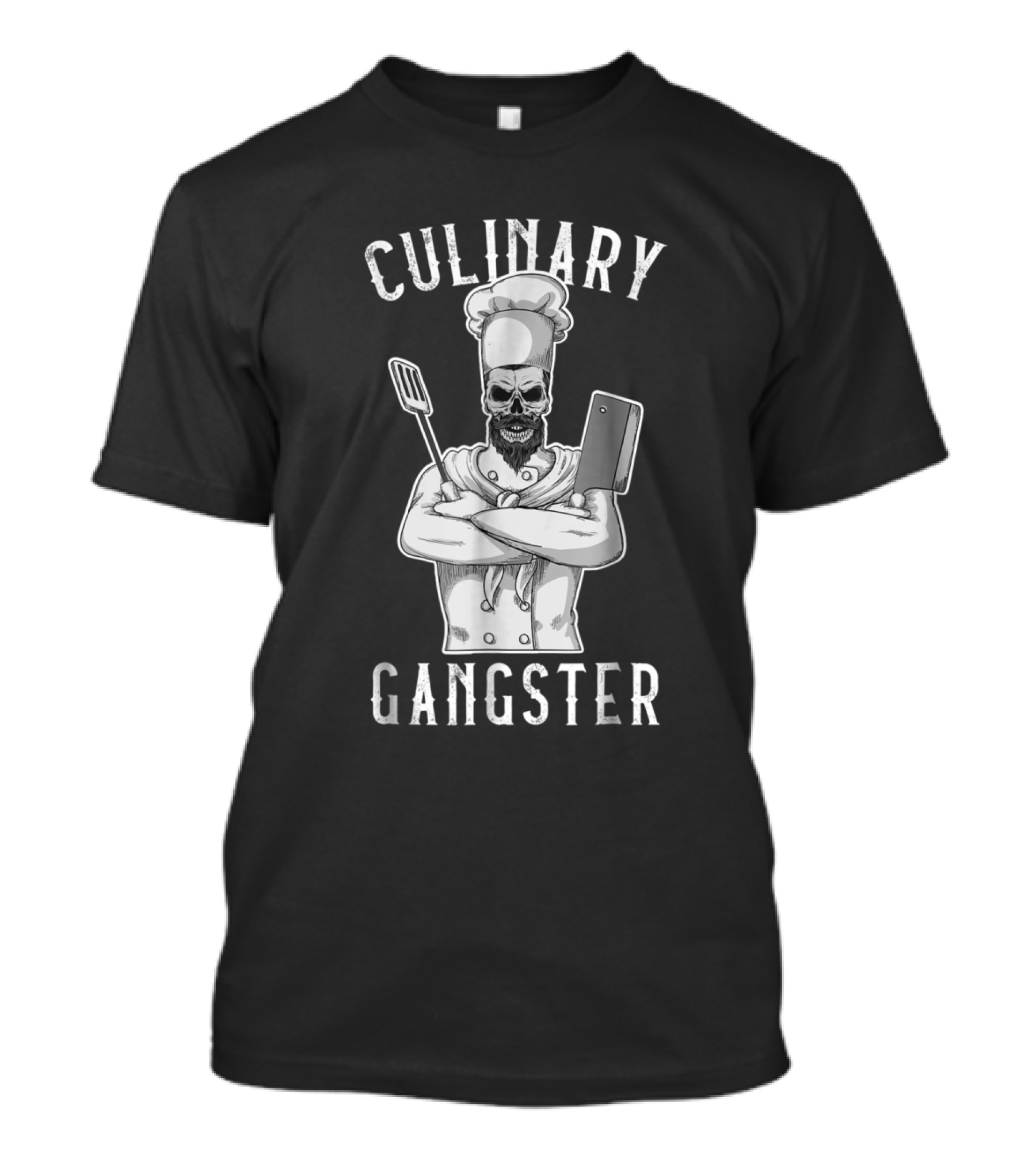 Culinary Gangster Chef Skeleton With Spatula And Cleaver Cooking T-Shirt