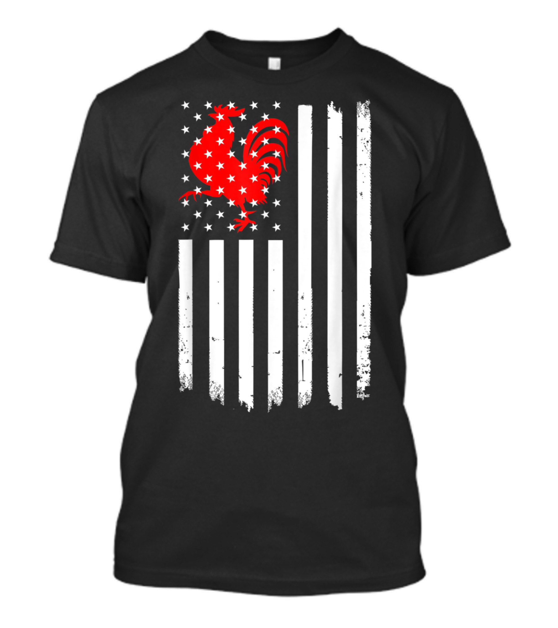 American US Flag With Rooster And Stars Chicken T-Shirt