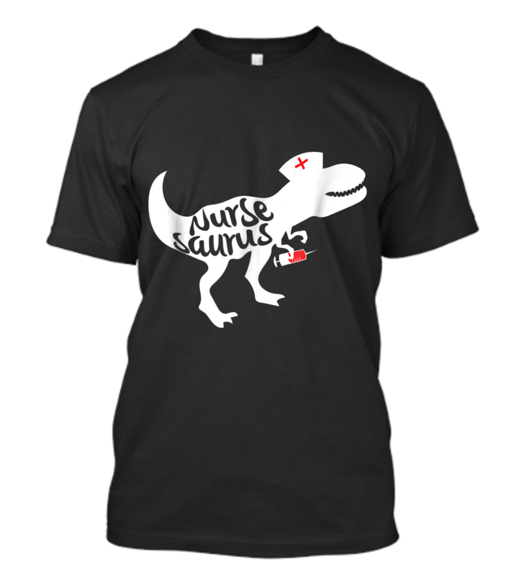 Playful Nursesaurus Dinosaur With Nurse Cap And Syringe T-Shirt