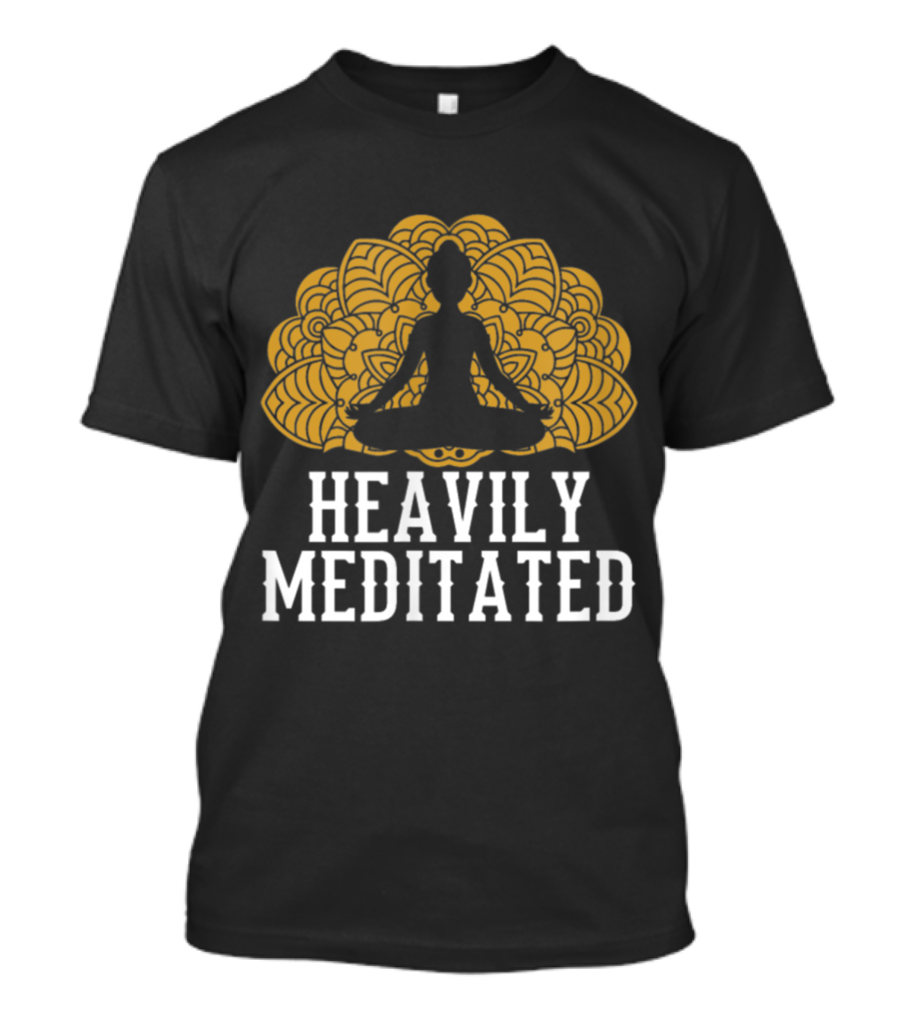 Heavily Meditated Yoga Meditation Silhouette With Mandala Background T-Shirt