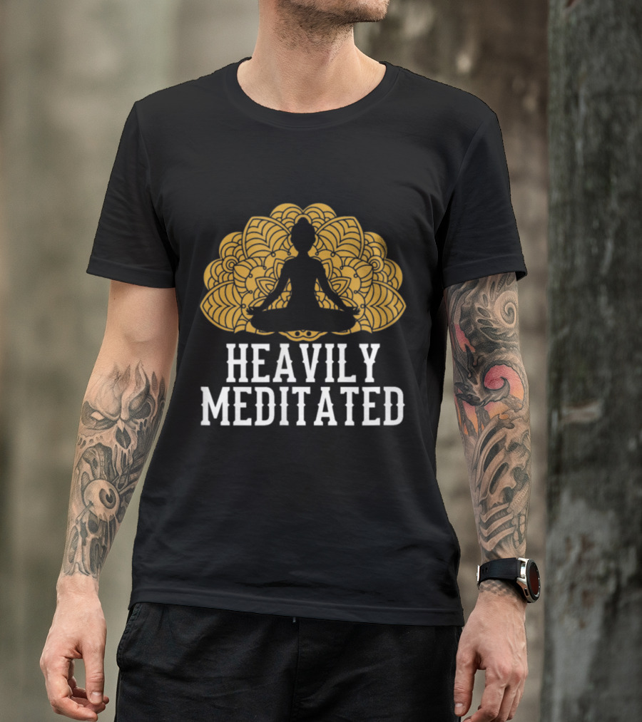 Heavily Meditated Yoga Meditation Silhouette With Mandala Background T-Shirt