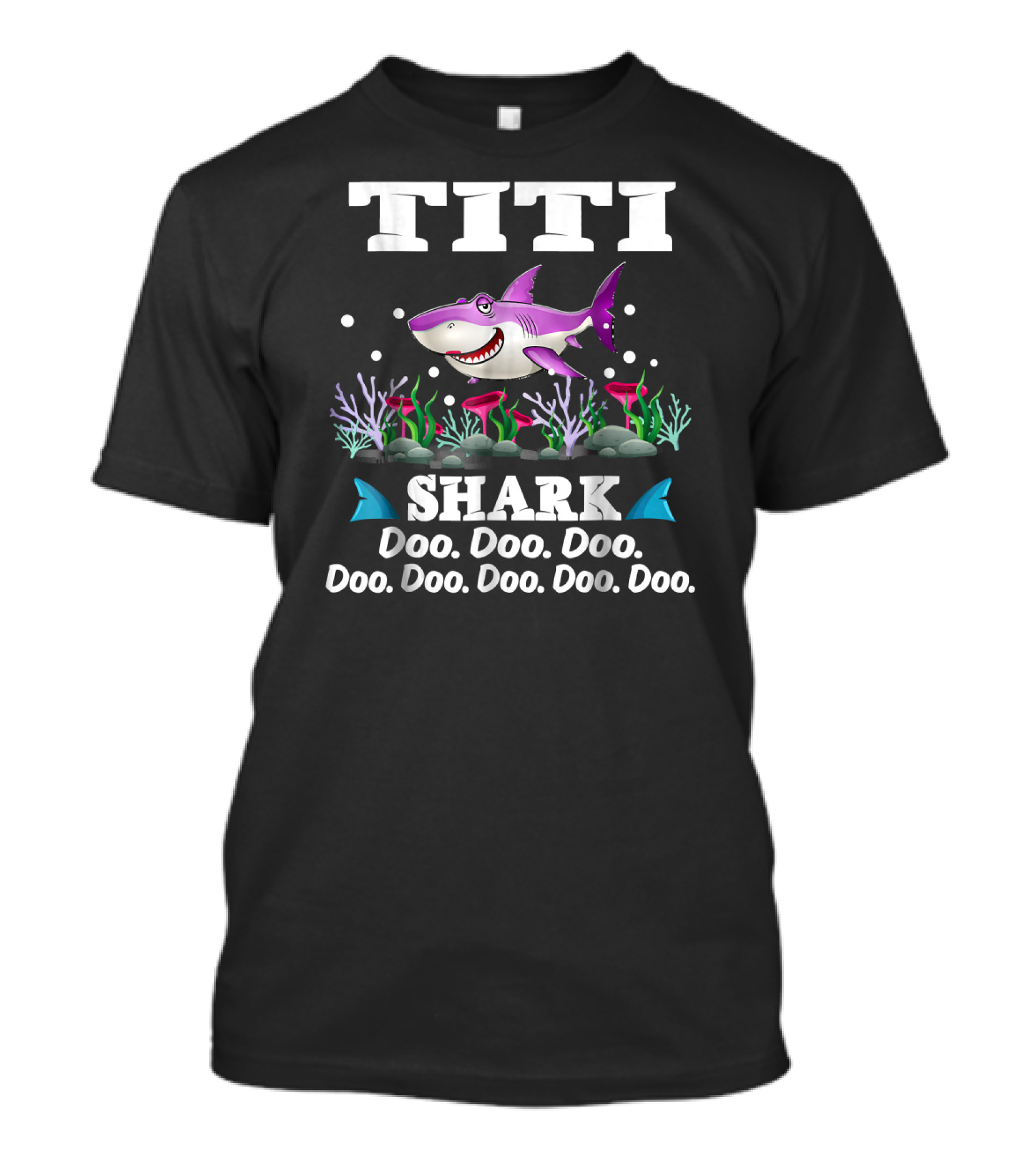 Titi Shark Doo Doo Doo Colorful Coral Reef Cartoon Style Lyrics T-Shirt