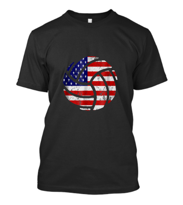 American Flag Volleyball Grunge T-Shirt