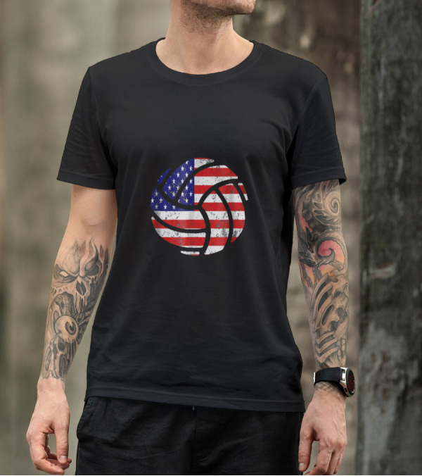 American Flag Volleyball Grunge T-Shirt