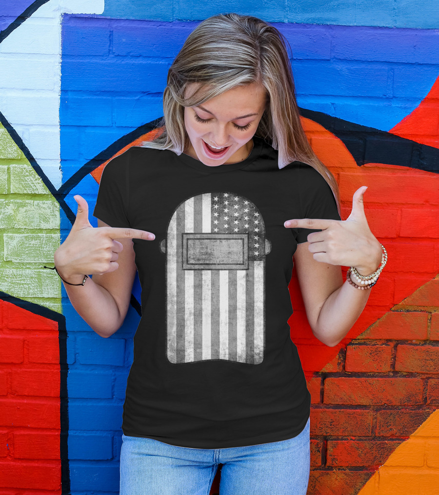American Welder Welding Helmet US Flag T-Shirt