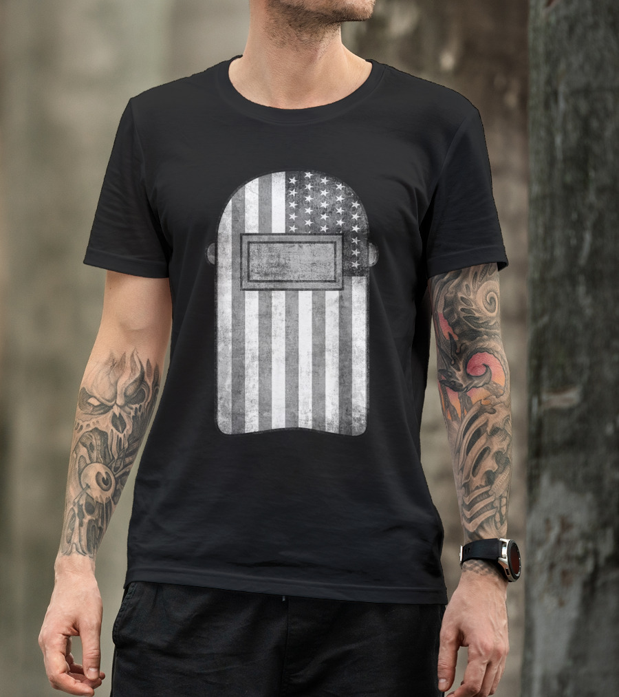 American Welder Welding Helmet US Flag T-Shirt