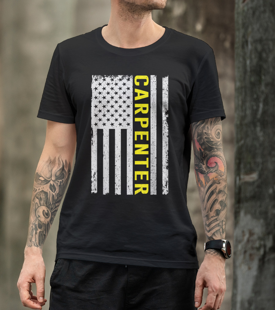 American Carpenter USA Flag Rustic T-Shirt