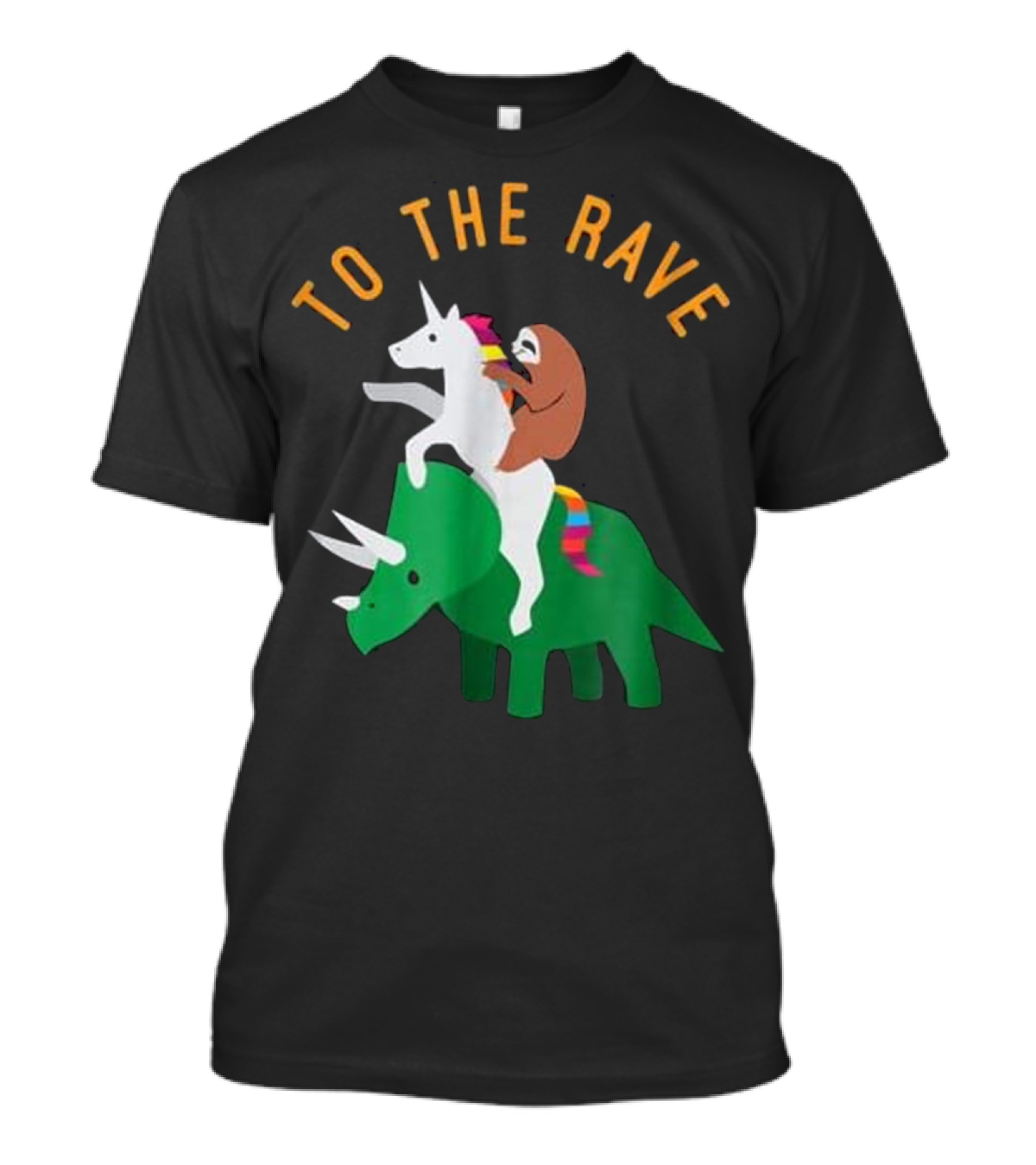 Funny EDM Unicorn Rave With Sloth Riding Dinosaur Adventure T-Shirt