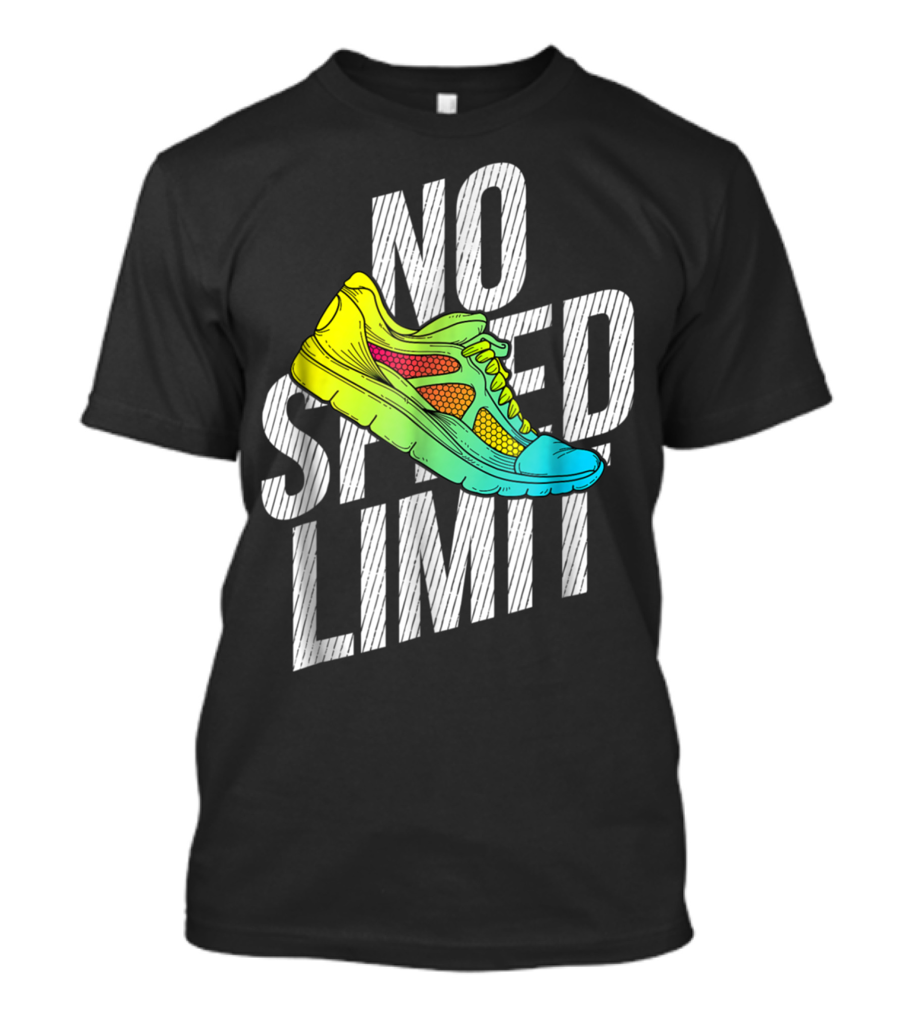 No Speed Limit Colorful Running Shoe Graphic Motivational Quotes For Runner T-Shirt