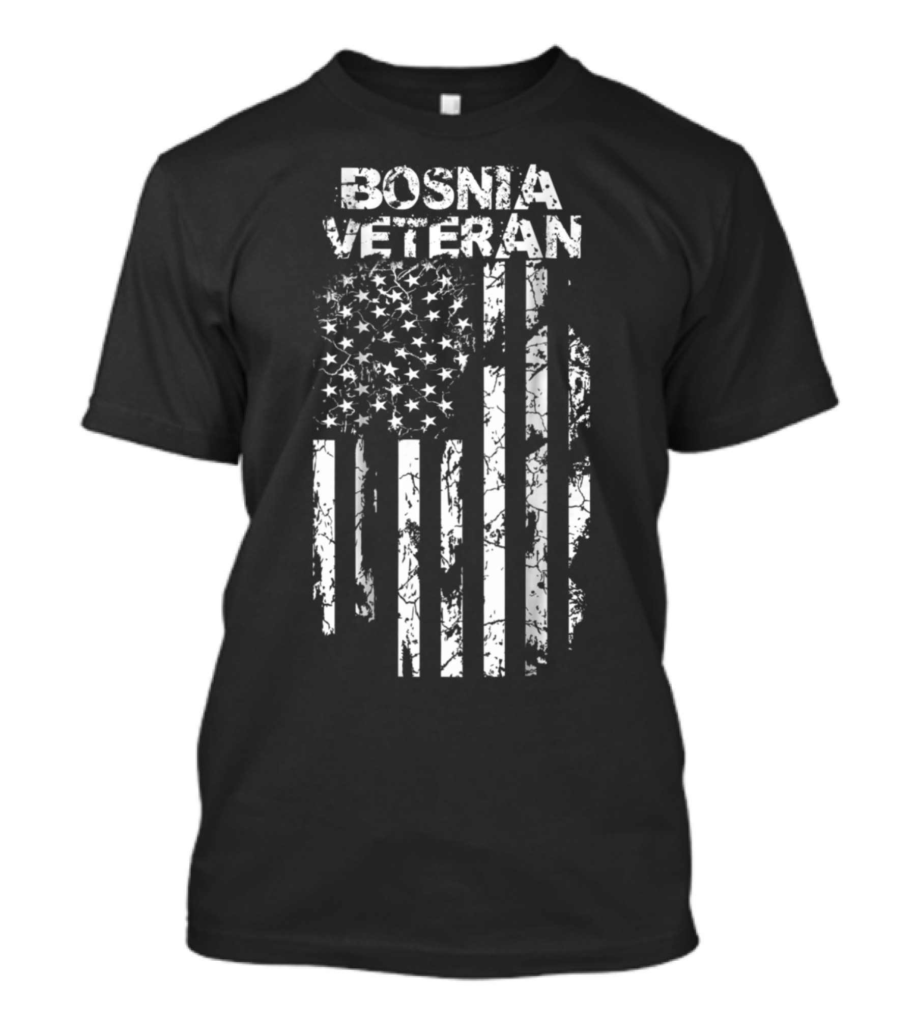 Bosnia Veteran Distressed American Flag Military T-Shirt