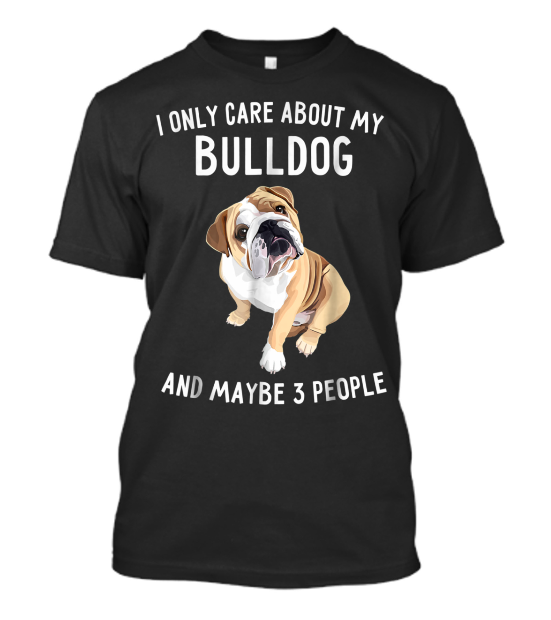English Bulldog Lover I Only Care About My Bulldog And Maybe 3 People T-Shirt