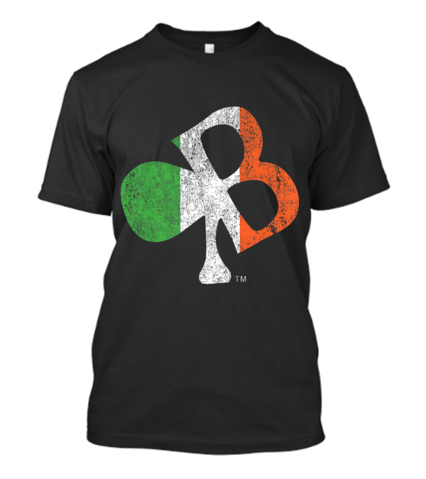 Celtic Shamrock Irish Flag Boston Lettering T-Shirt