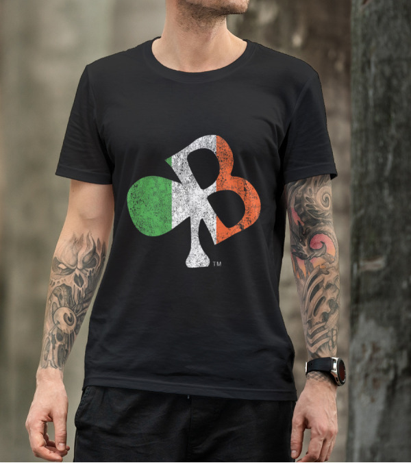 Celtic Shamrock Irish Flag Boston Lettering T-Shirt