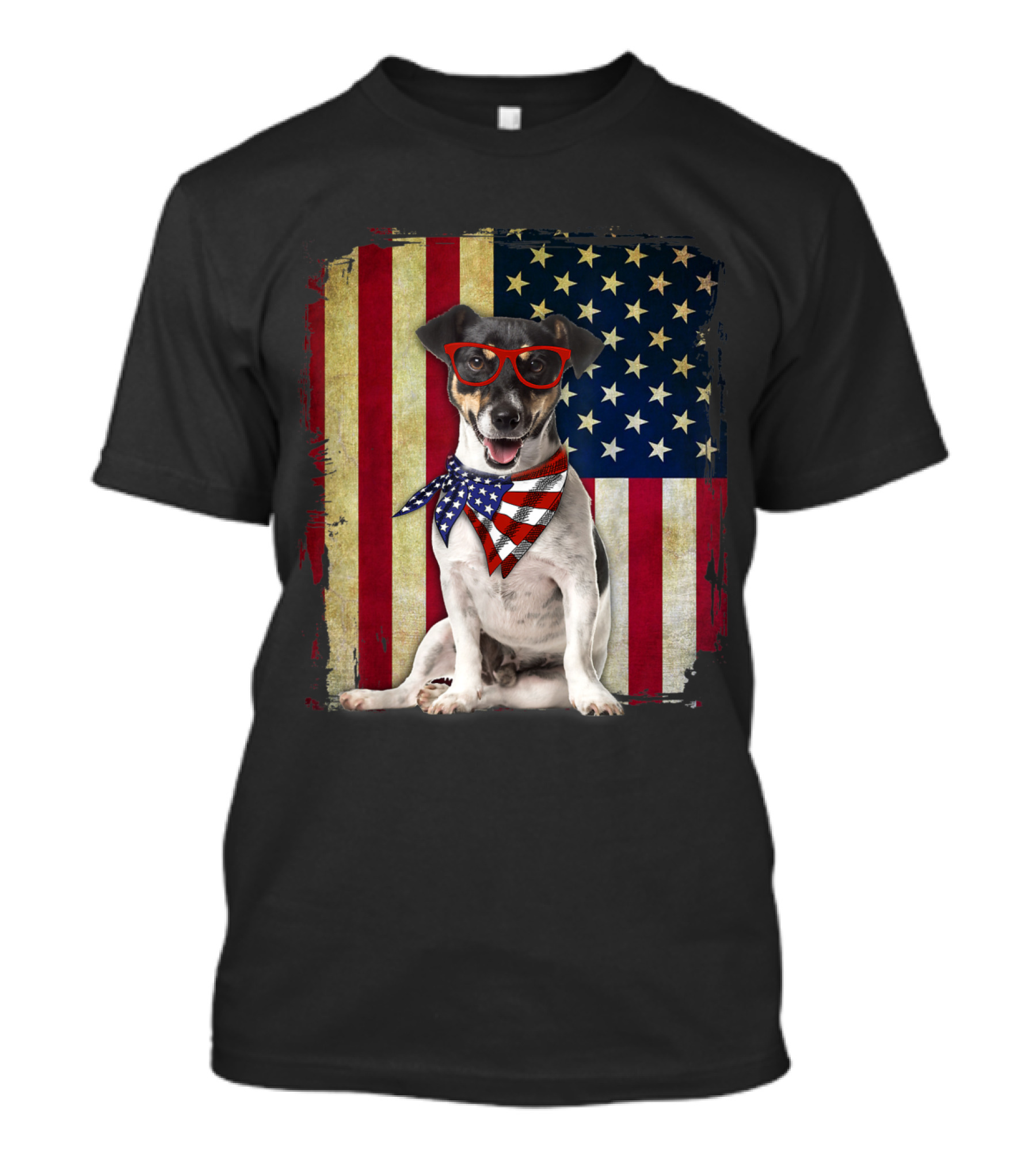 Jack Russell American Flag With Sunglasses And Bandana T-Shirt