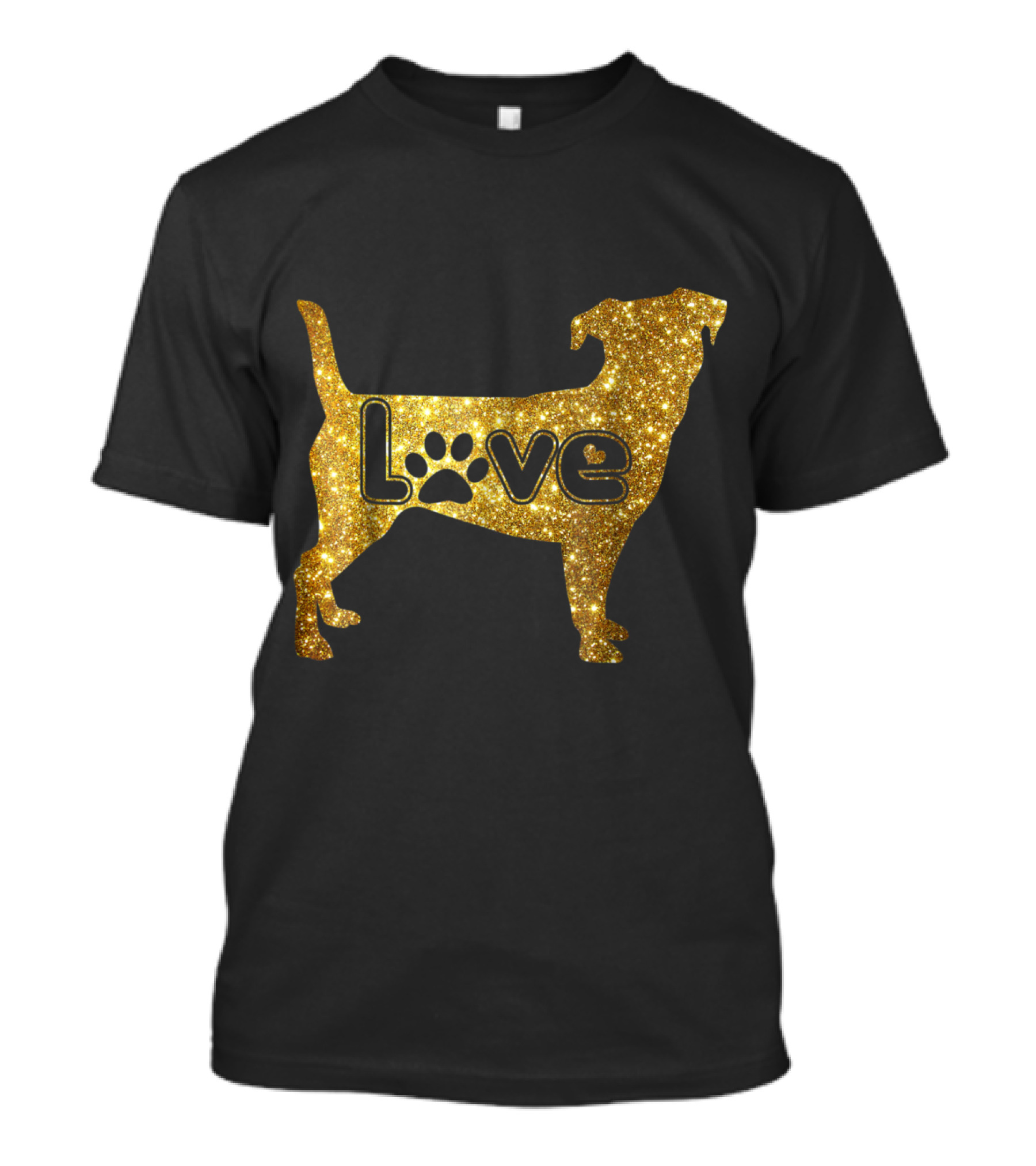 Love In Glittering Gold Jack Russell Valentine T-Shirt