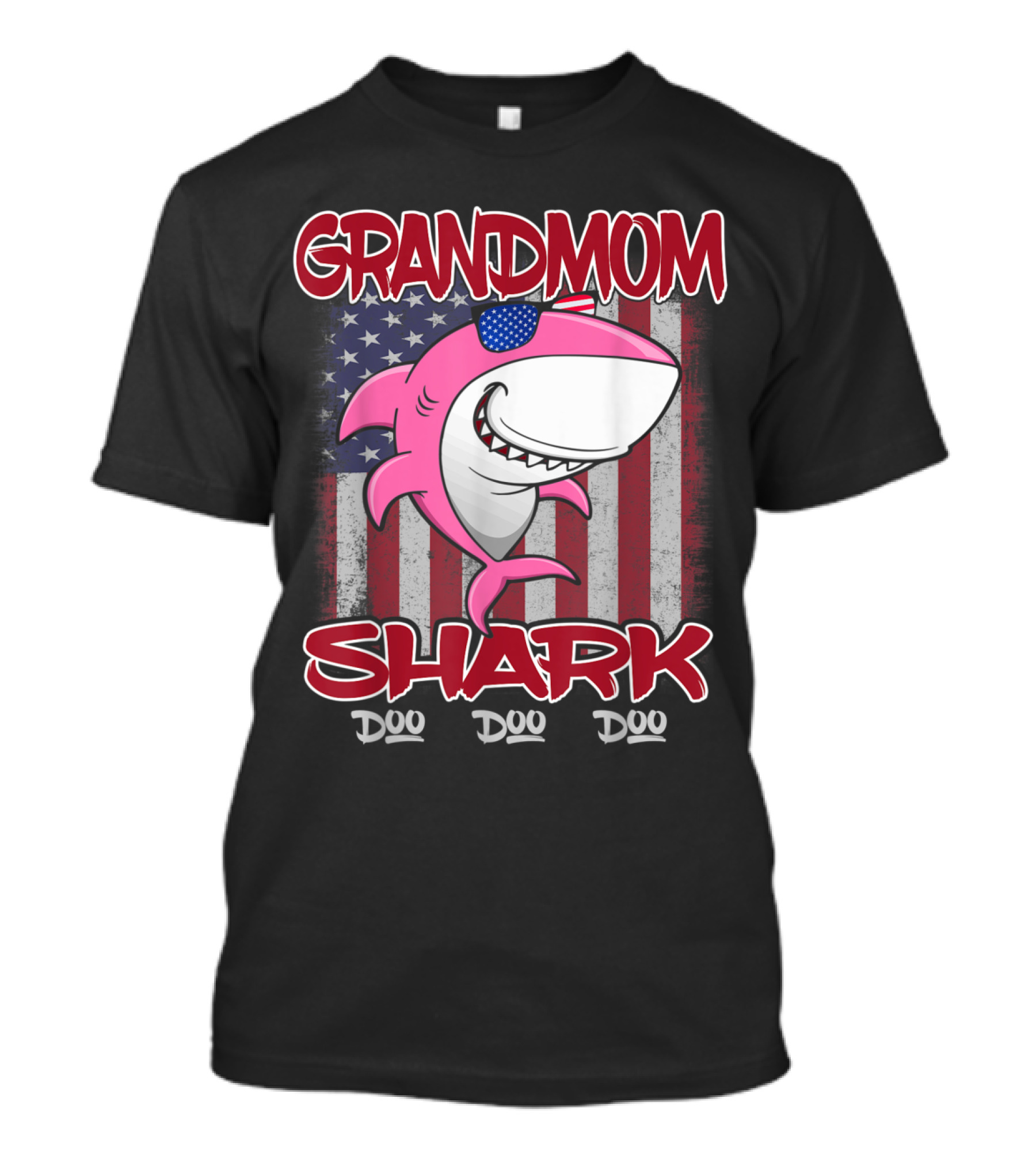 Grandmom Shark Doo Doo Doo USA American Flag Sunglasses 4th Of July T-Shirt
