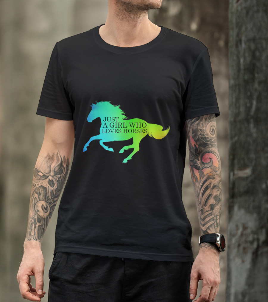 Just A Girl Who Loves Horses Rainbow T-Shirt