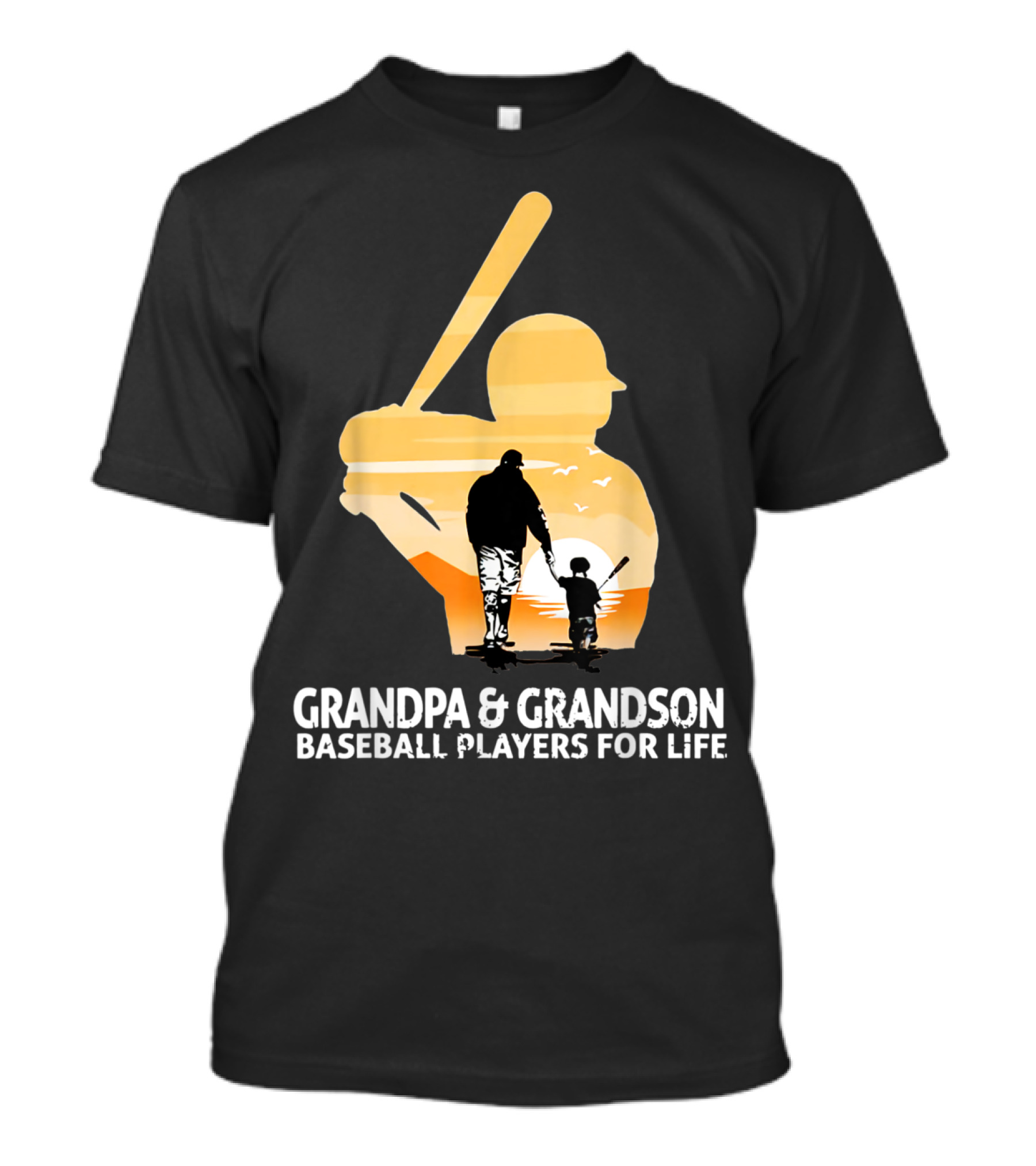 Grandpa And Grandson Baseball Players For Life Sunset T-Shirt