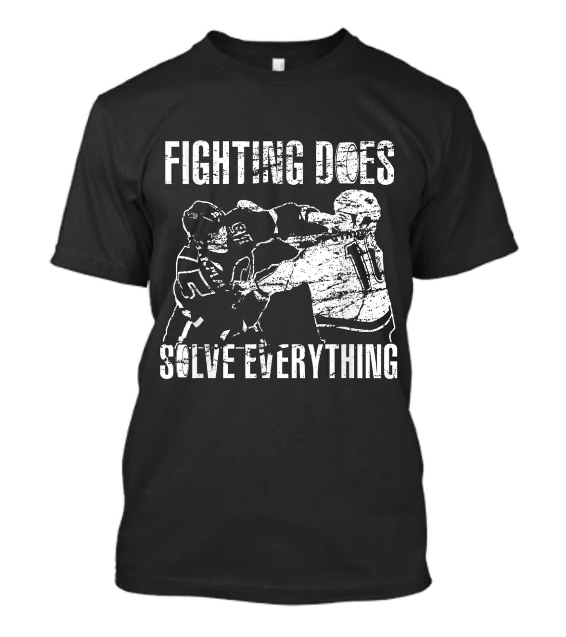 Fighting Does Solve Everything Funny Hockey Players Confrontation T-Shirt
