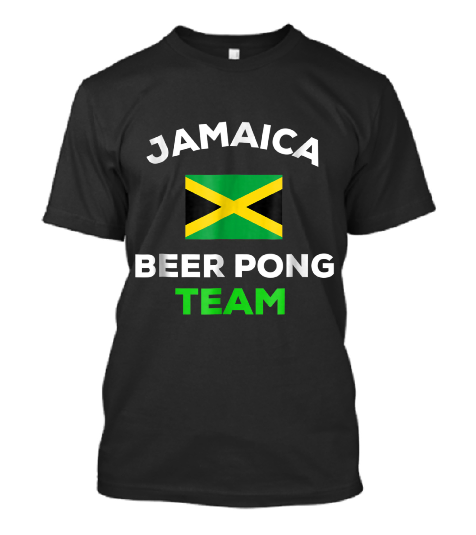 Jamaica Beer Pong Team With Jamaican Flag T-Shirt