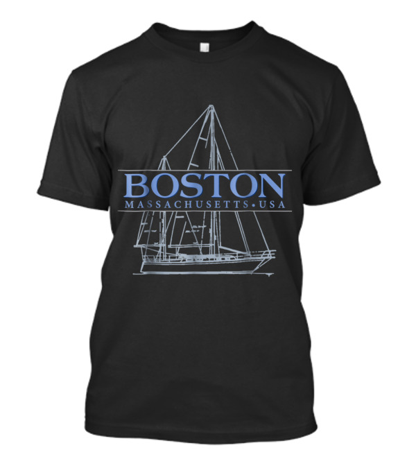 Boston Massachusetts USA Sailing Sketched Schooner T-Shirt