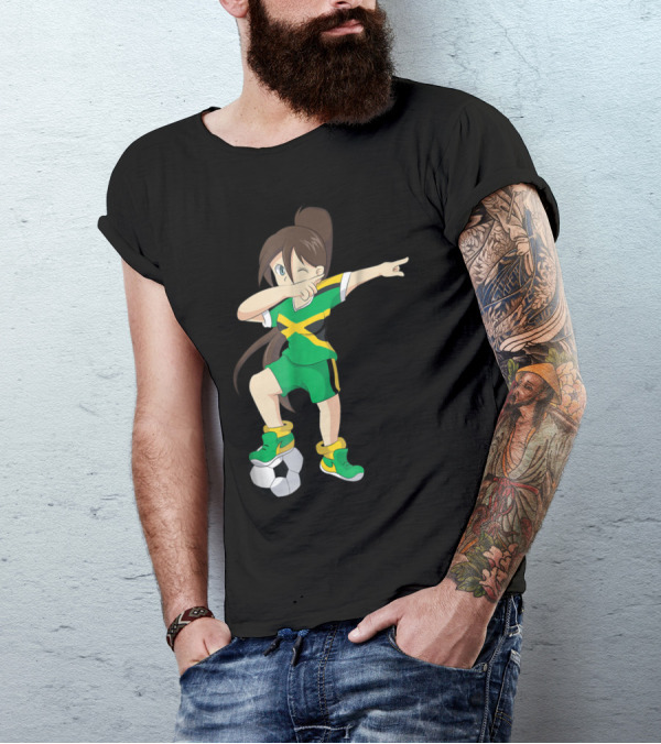 Jamaica Soccer Dabbing Animation With Girl In Green Uniform T-Shirt