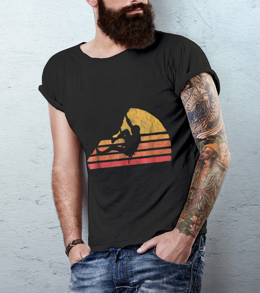 Retro Sunset Bouldering Distressed Rock T-Shirt