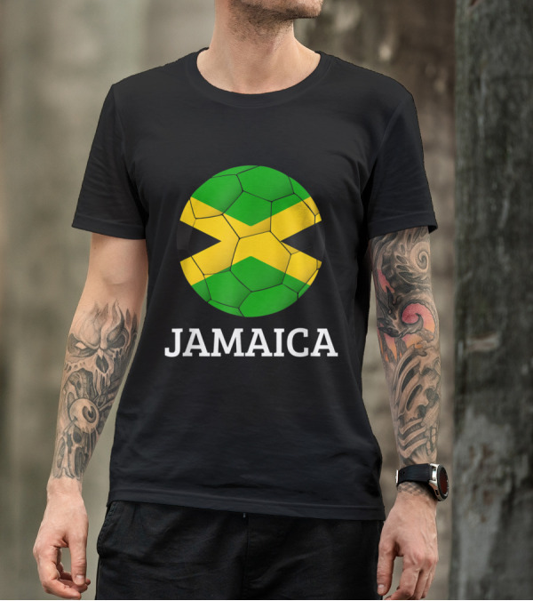 Jamaica Soccer Ball With Jamaican Flag T-Shirt
