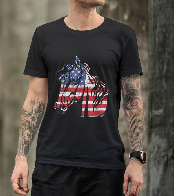 Patriotic Horse Grunge T-Shirt