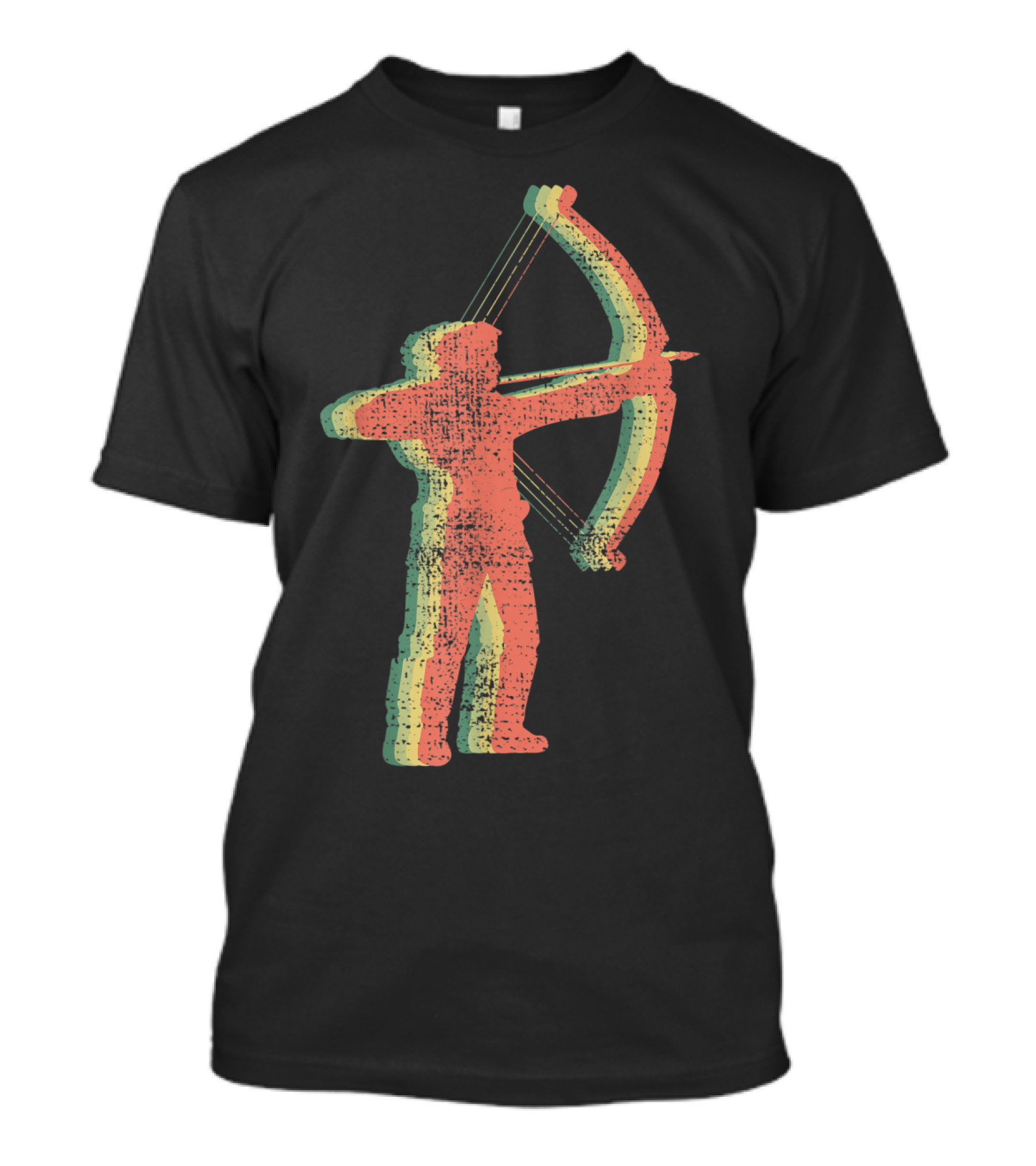 Bow Hunt Hunting Hun Archer Silhouette Retro T-Shirt