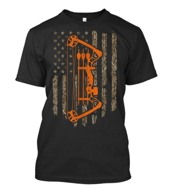 American Flag Bow Hunting USA Camouflage T-Shirt