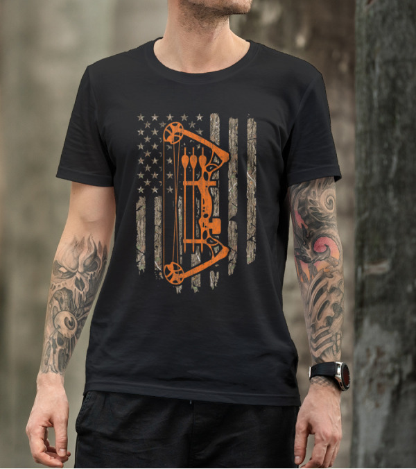 American Flag Bow Hunting USA Camouflage T-Shirt
