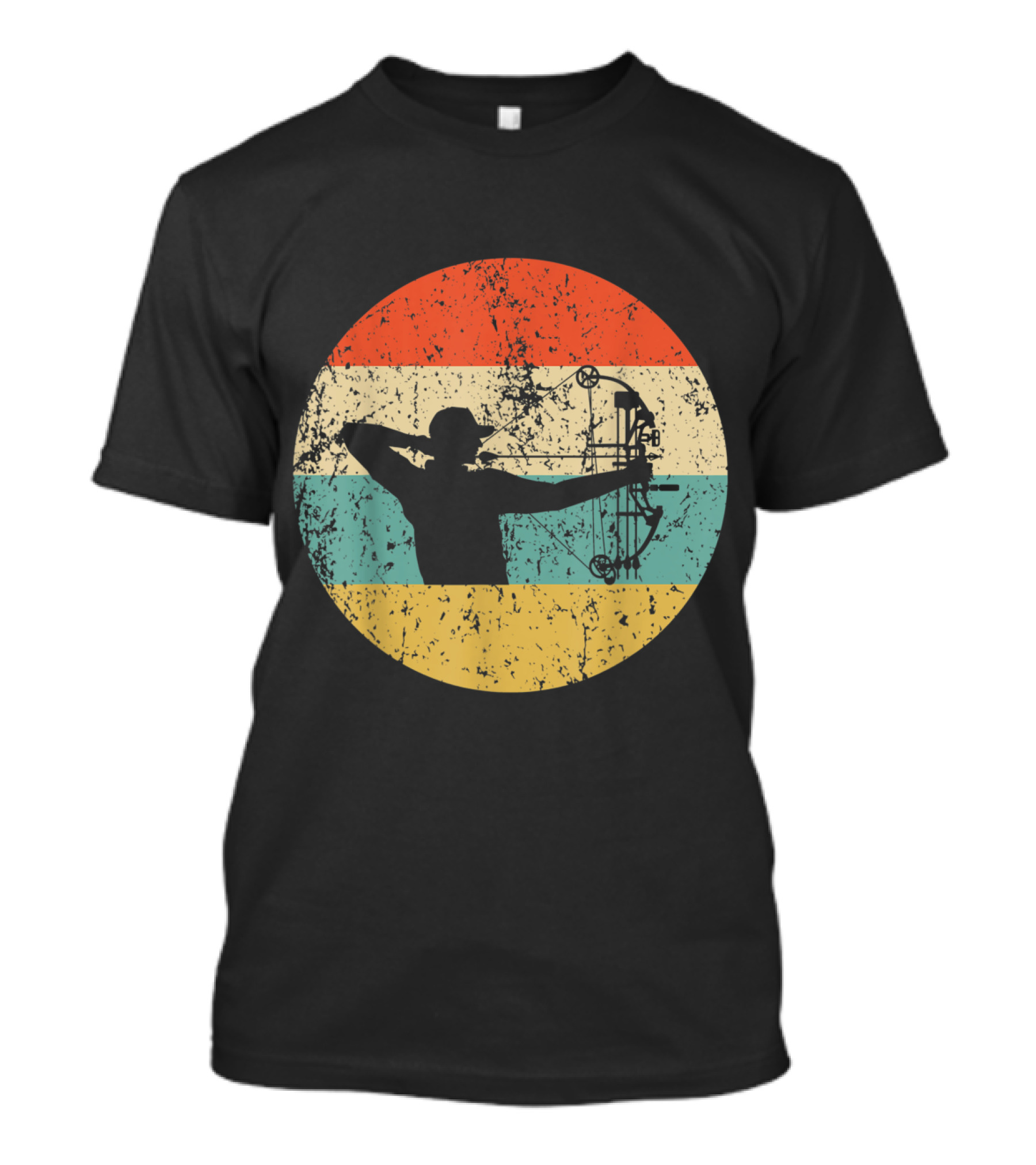Silhouette Archer Bow Hunting Vintage Retro Stripes T-Shirt