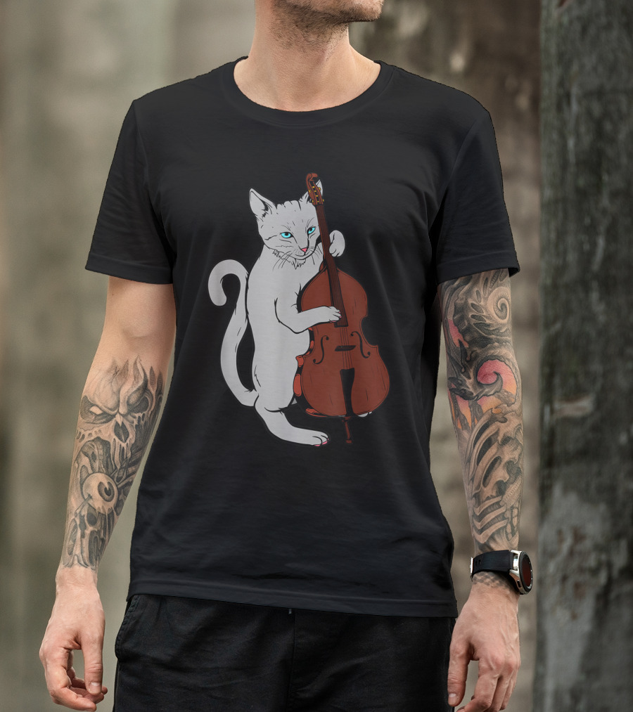 Jazz Cat Masterfully Performing On Upright Bass T-Shirt