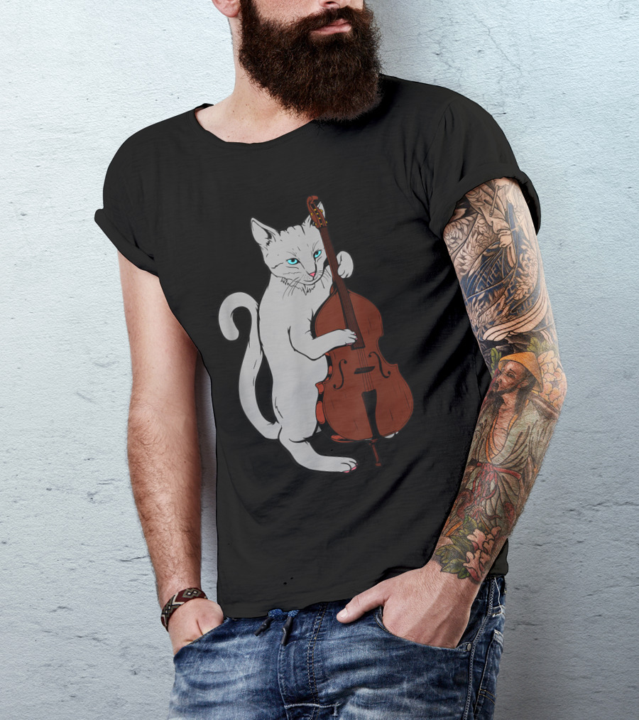 Jazz Cat Masterfully Performing On Upright Bass T-Shirt