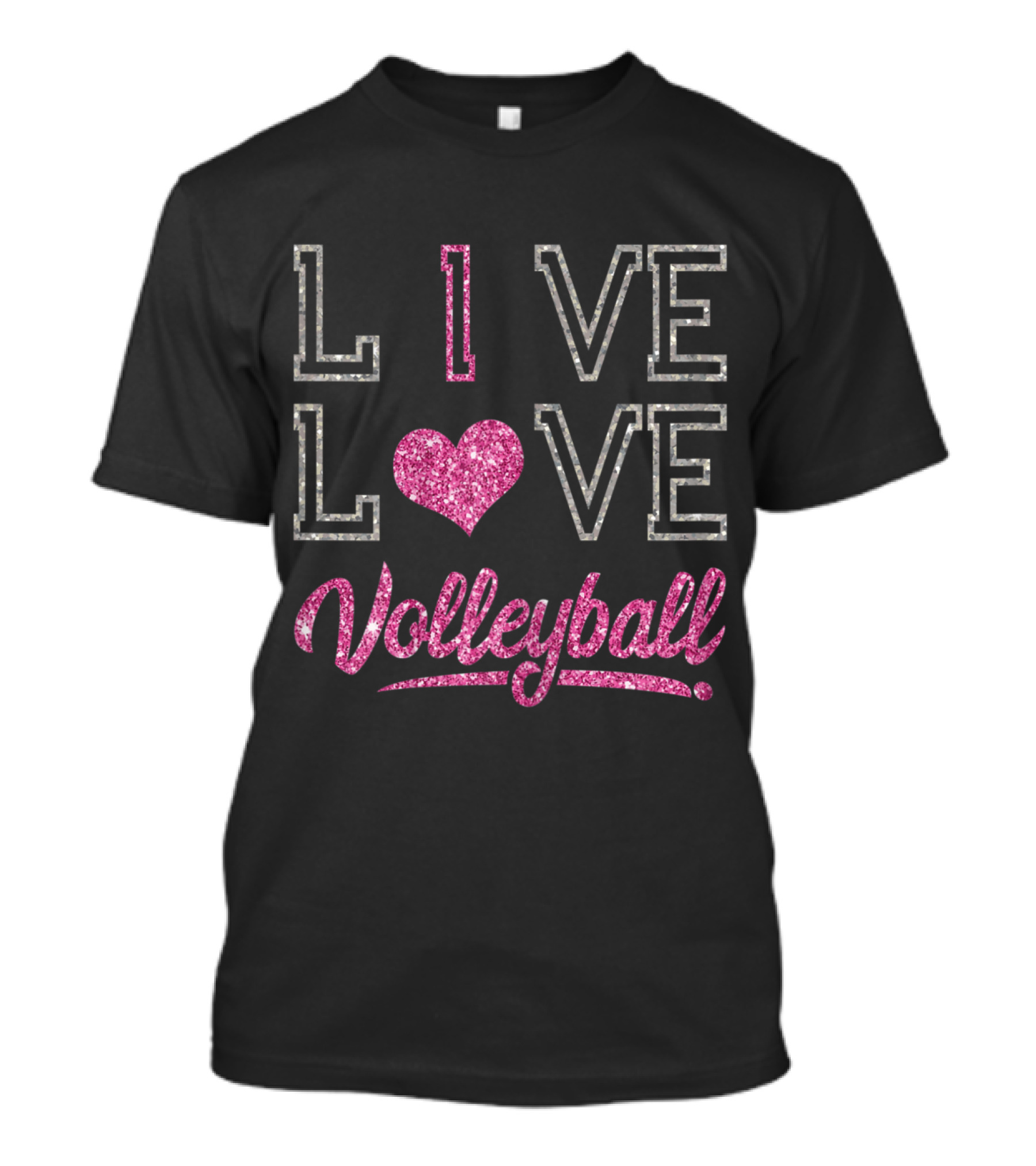 Live Love Volleyball Glitter Heart Girls Volleyball T-Shirt