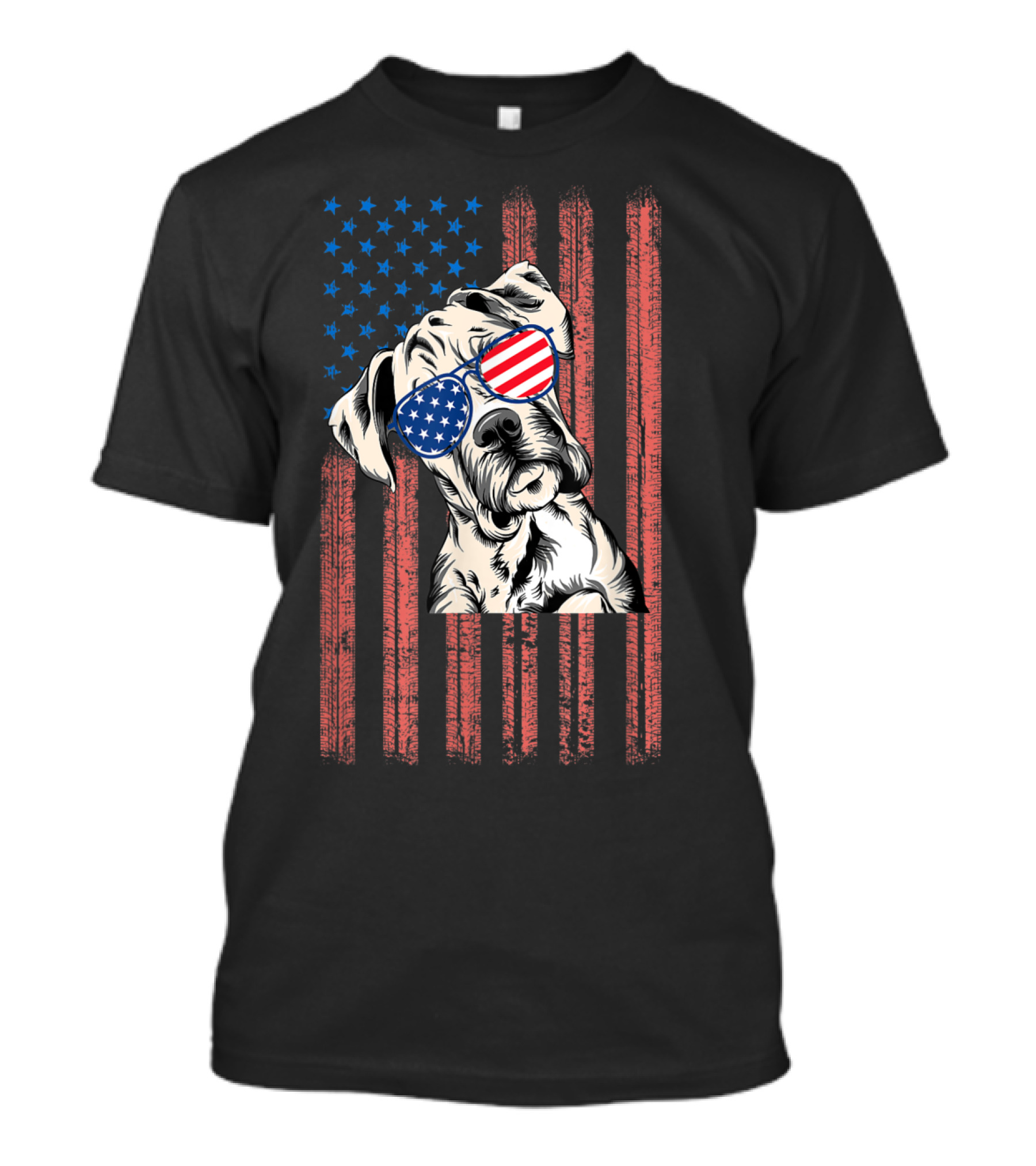 Boxer Dog With American Flag Sunglasses And Stars And Stripes For 4th Of July T-Shirt