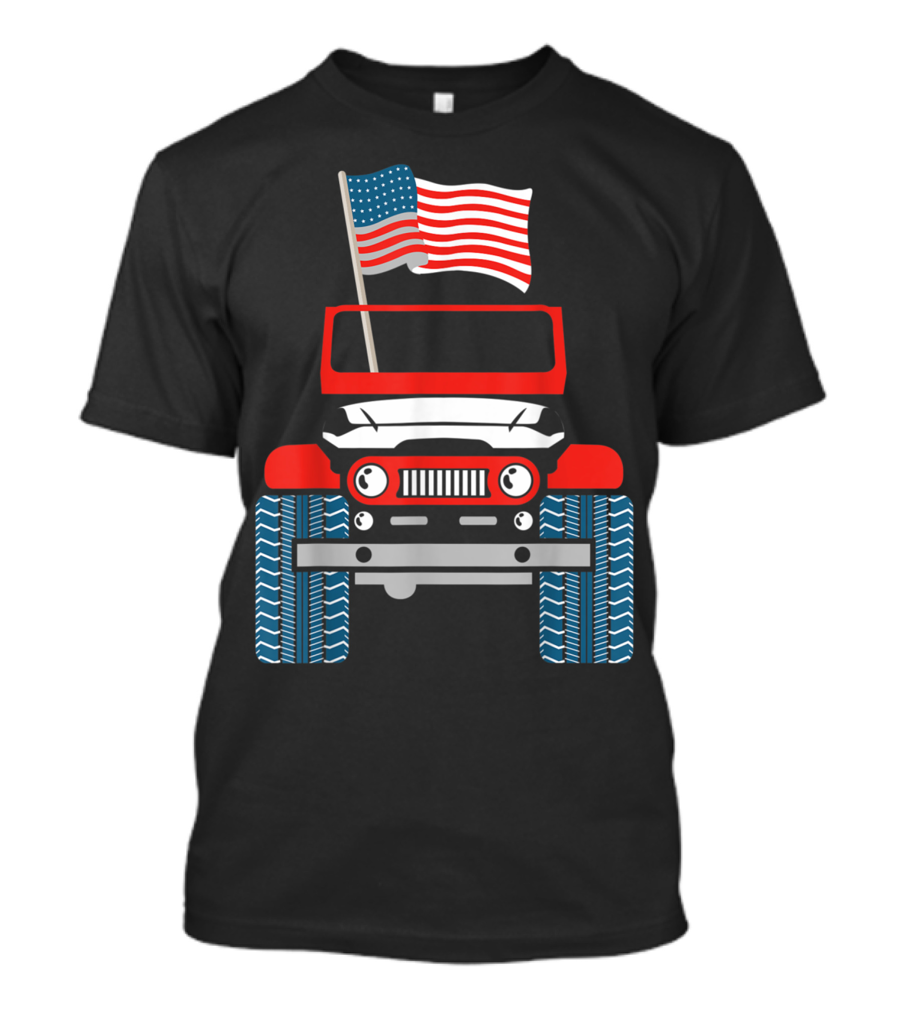 Patriotic Jeep With American Flag 4th Of July USA Merica T-Shirt