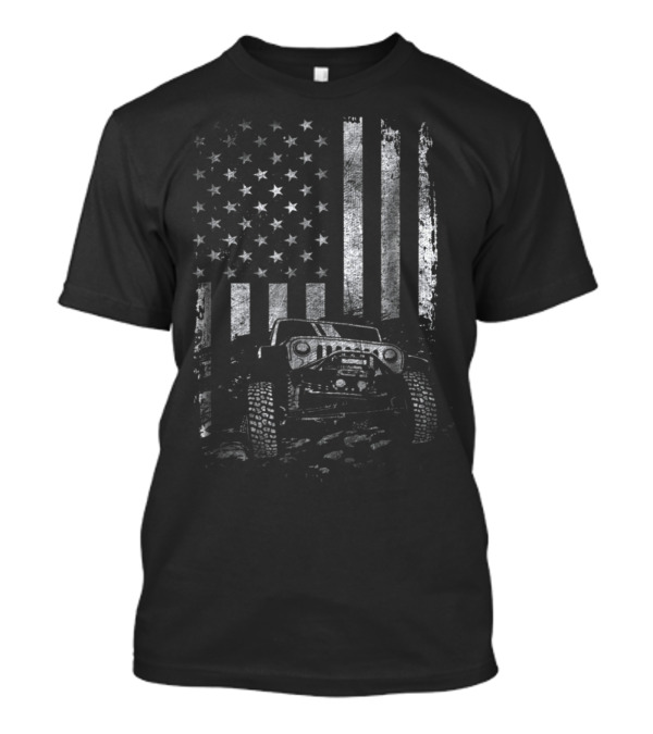 Patriotic Jeep With American Flag Graphic USA Patriots Sold T-Shirt