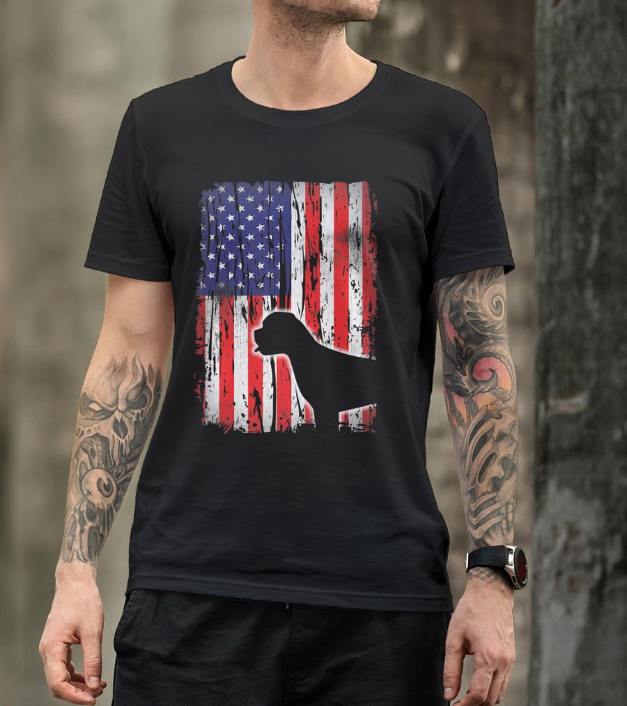 American Flag Boxer 4th Of July Patriotic T-Shirt
