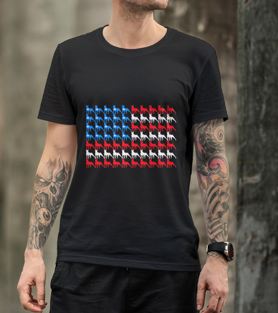 Boxer Dog American Flag 4th Of July USA Patriotic T-Shirt