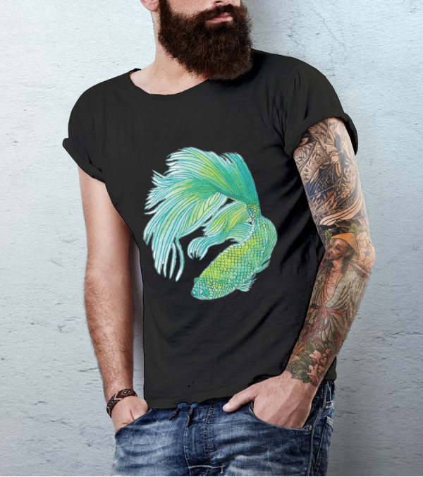 I Love A Green Betta Fish Vibrant Aquatic T-Shirt