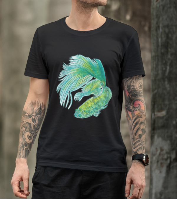 I Love Green Betta Fish With Beautiful Flowing Fins T-Shirt