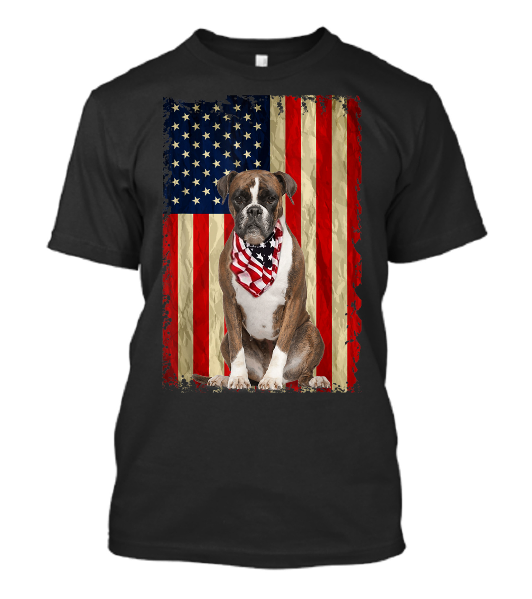 Boxer Dog With American Flag Background For 4th Of July Independence Day T-Shirt