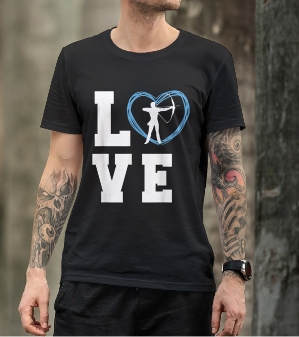 LOVE Archery Silhouette With Heart Outline T-Shirt