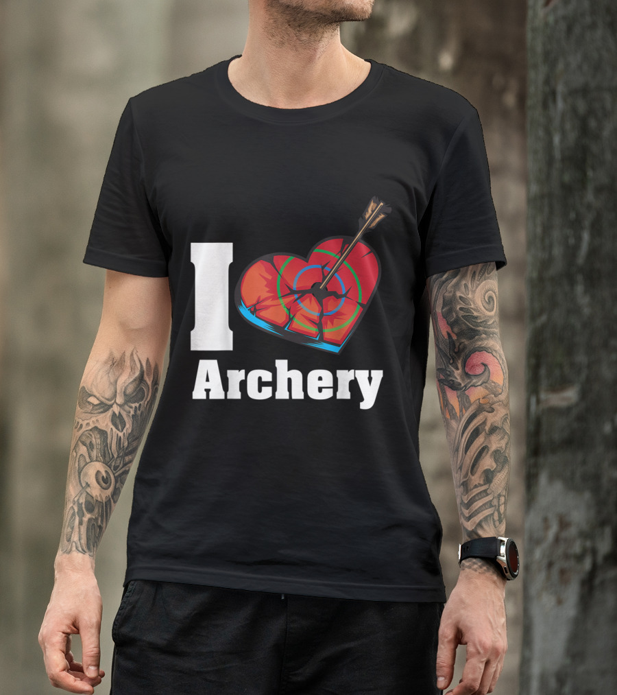 I Love Archery Heart Target With Arrow In Funny Bow T-Shirt