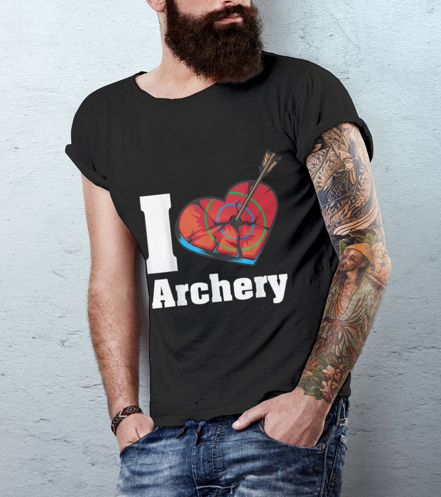 I Love Archery Heart Target With Arrow In Funny Bow T-Shirt
