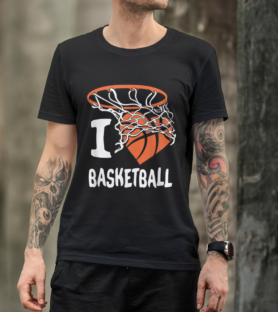 I Love Basketball Valentine Spo Hoops Net And Ball T-Shirt