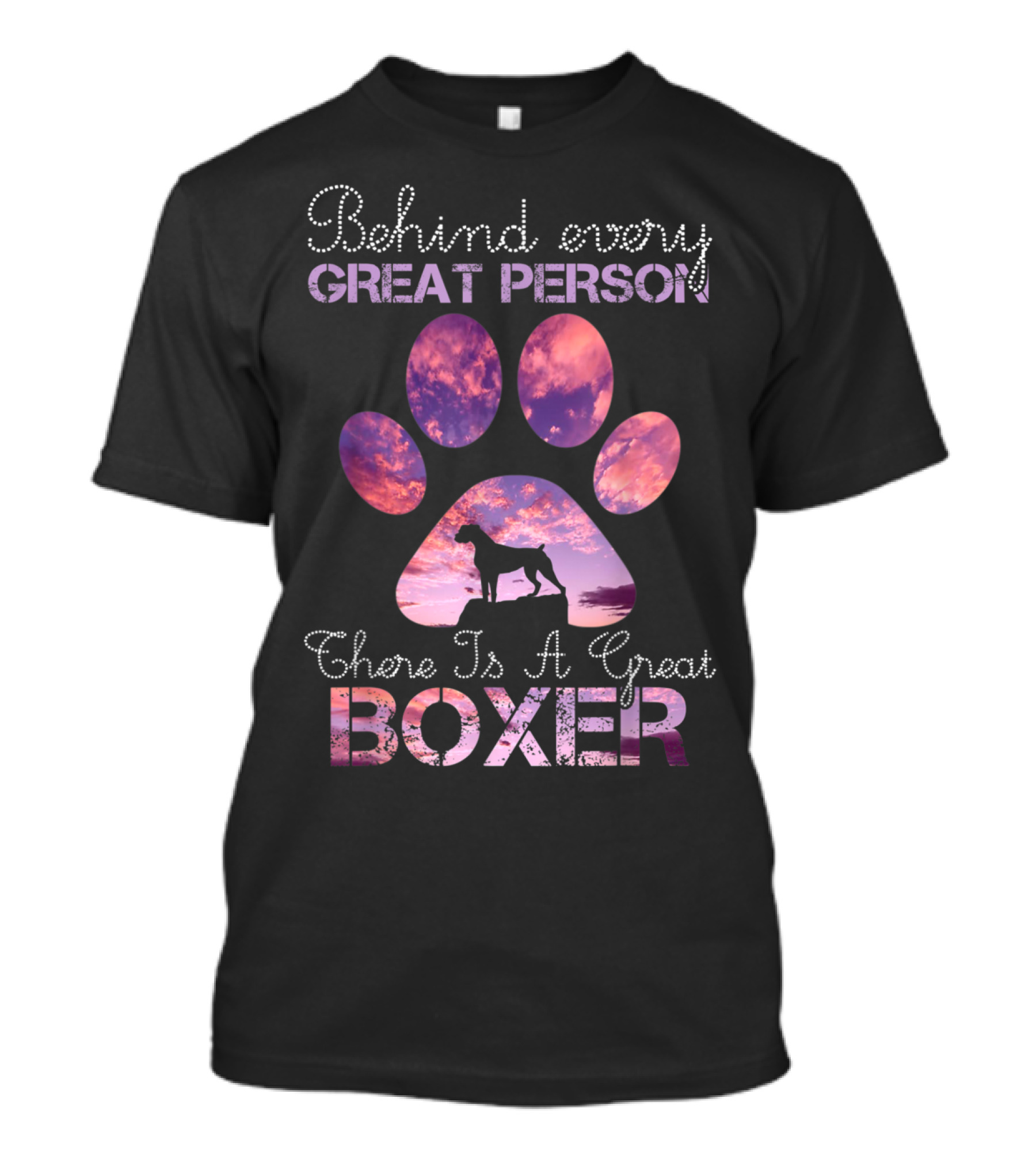 Behind Every Great Person There Is A Great Boxer Paw Prints T-Shirt